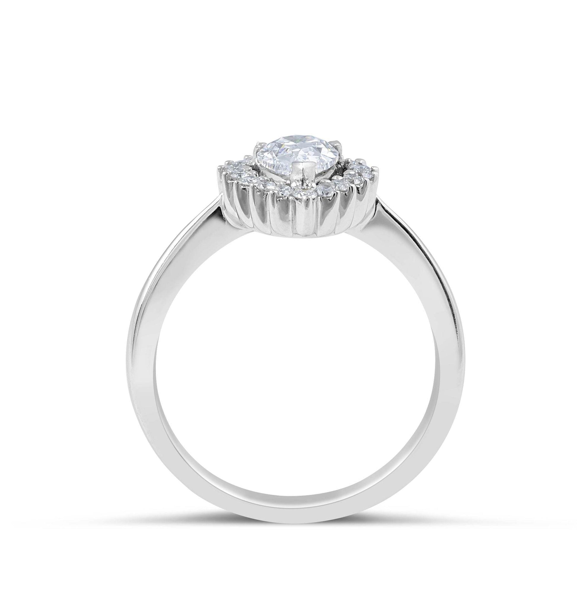 Pear Shape Claw Setting Halo Diamond Engagement Ring In 18 Karat White Gold - DG & Co. Jewellery