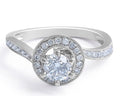 Vintage Style Cross Over Milgrain Setting Halo Diamond Engagement Ring In 18 Karat White Gold - DG & Co. Jewellery
