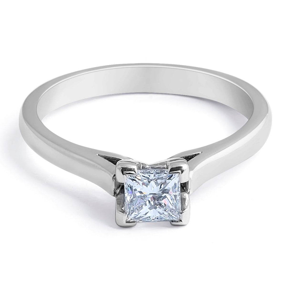 Princess Cut Diamond Solitaire Engagement Ring GIA Certified Corner Setting In 18K White Gold Princess Cut - DG & Co. Jewellery