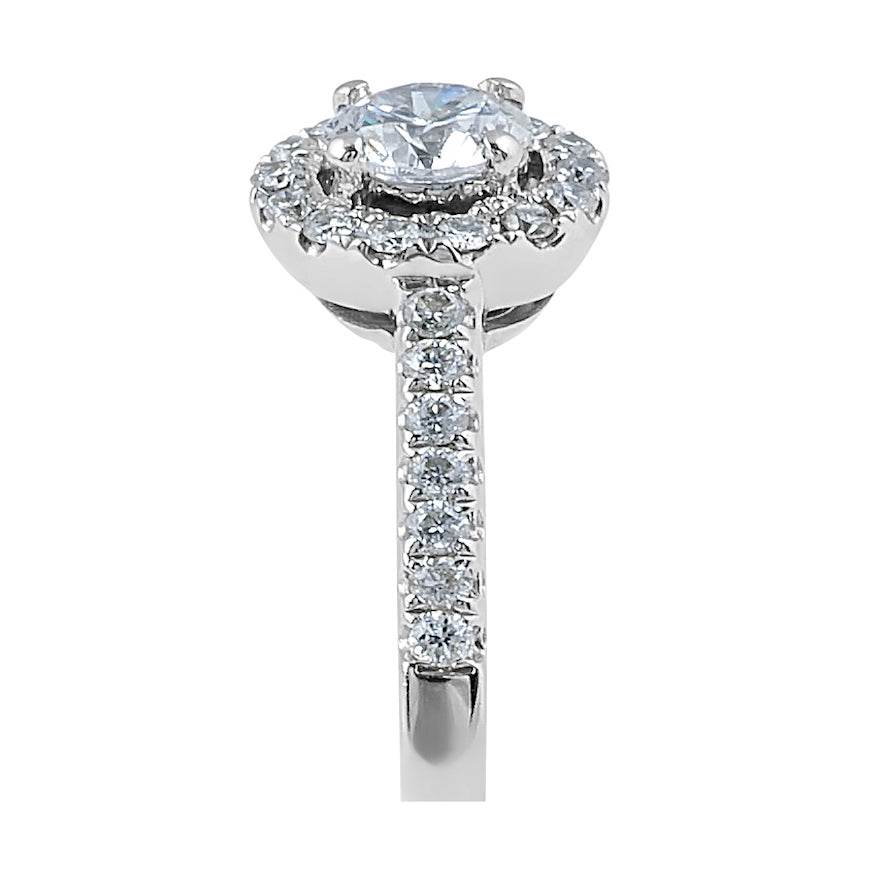 Halo Diamond Engagement Ring Pave Setting In 18 Karat White Gold - DG & Co. Jewellery