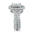 Emerald Cut Halo Diamond Engagement Ring Pave Setting In 18 Karat White Gold - DG & Co. Jewellery