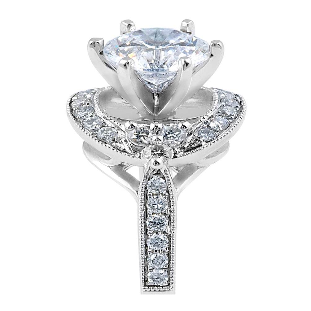1.00CT Vintage Style Halo Diamond Engagement Ring Milgrain Setting In 18 Karat White Gold - DG & Co. Jewellery