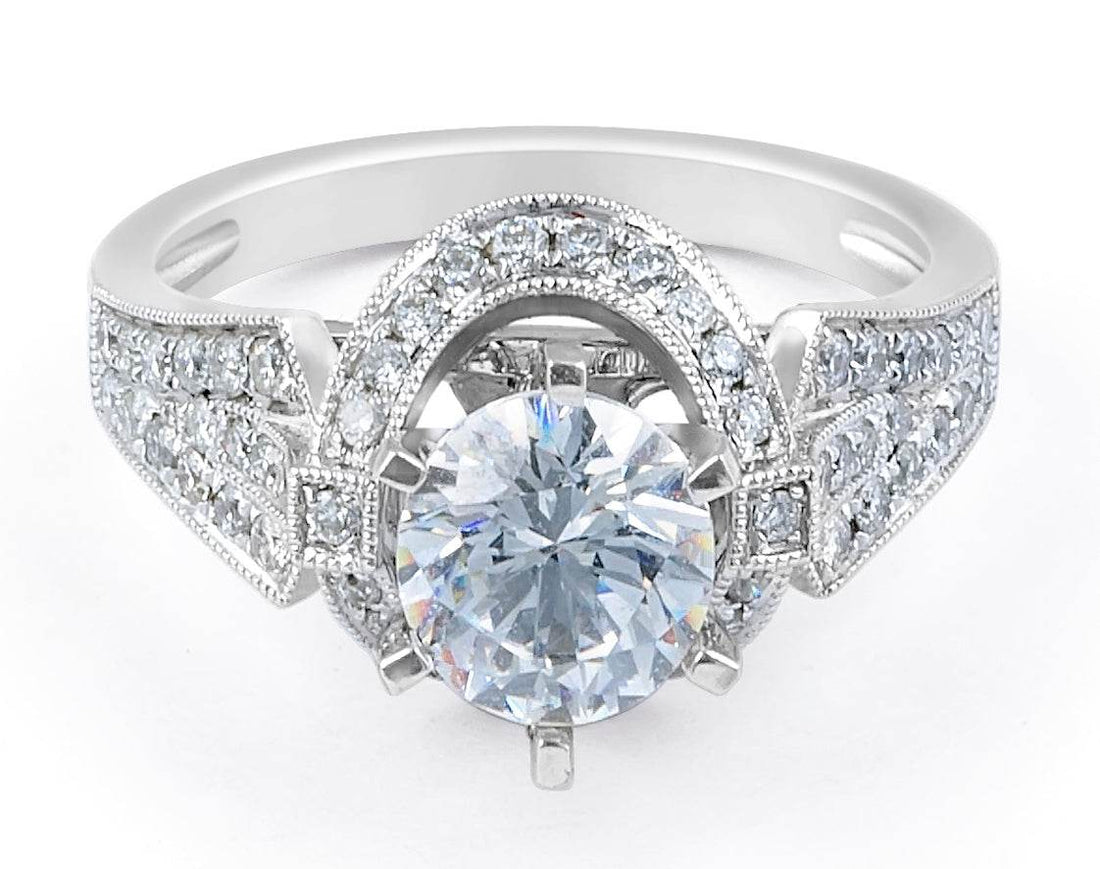 Halo Diamond Engagement Ring in 18 Karat White Gold - DG & Co. Jewellery