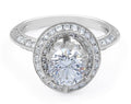 Halo Diamond Engagement Ring Milgrain Setting In 18 Karat White Gold - DG & Co. Jewellery