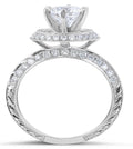 Halo Diamond Engagement Ring Milgrain Setting In 18 Karat White Gold - DG & Co. Jewellery
