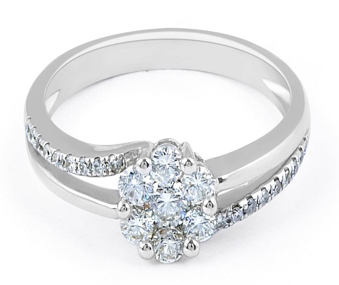 Diamond Engagement Ring Invisible Setting Centre Stone Pave Setting Side Stones In 18K White Gold - DG & Co. Jewellery