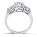 Invisible Setting Round Cut Trilogy Diamond Halo Ring In 18K White Gold - DG & Co. Jewellery