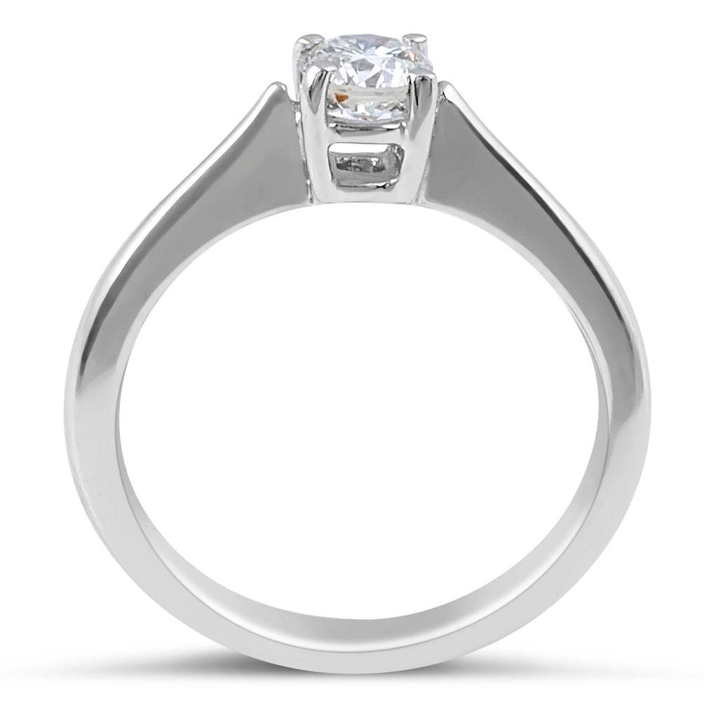 Solitaire Diamond Engagement Ring Tapered Plain Band In 18K White Gold - DG & Co. Jewellery