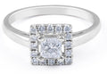 GIA Certified Princess Cut Halo Diamond Engagement Ring in 18 Karat White Gold In a Plain Band - DG & Co. Jewellery