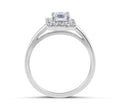 GIA Certified Princess Cut Halo Diamond Engagement Ring in 18 Karat White Gold In a Plain Band - DG & Co. Jewellery