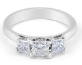 Trilogy Three-stones Princess Cut Diamond Engagement Ring Corner 4 Claw Setting In 18K White Gold - DG & Co. Jewellery