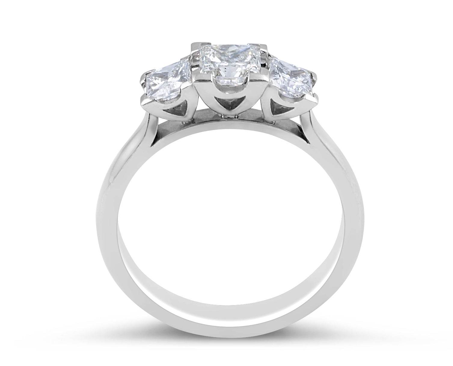 Trilogy Three-stones Princess Cut Diamond Engagement Ring Corner 4 Claw Setting In 18K White Gold - DG & Co. Jewellery