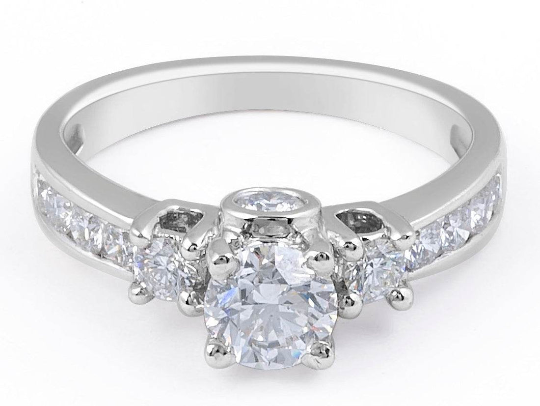 Preset Ring 4 Claw Setting Trilogy 3 Stone Diamond Engagement Ring Channel Set Side Stone - DG & Co. Jewellery