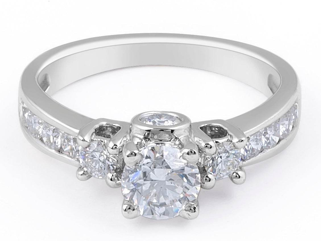 Preset Ring 4 Claw Setting Trilogy 3 Stone Diamond Engagement Ring Channel Set Side Stone - DG & Co. Jewellery