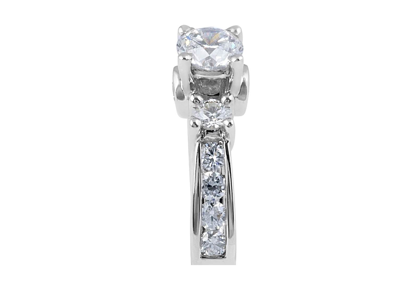 Preset Ring 4 Claw Setting Trilogy 3 Stone Diamond Engagement Ring Channel Set Side Stone - DG & Co. Jewellery