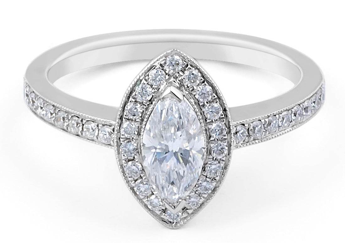 Halo Diamond Engagement ring in 18 Karat White Gold - DG & Co. Jewellery