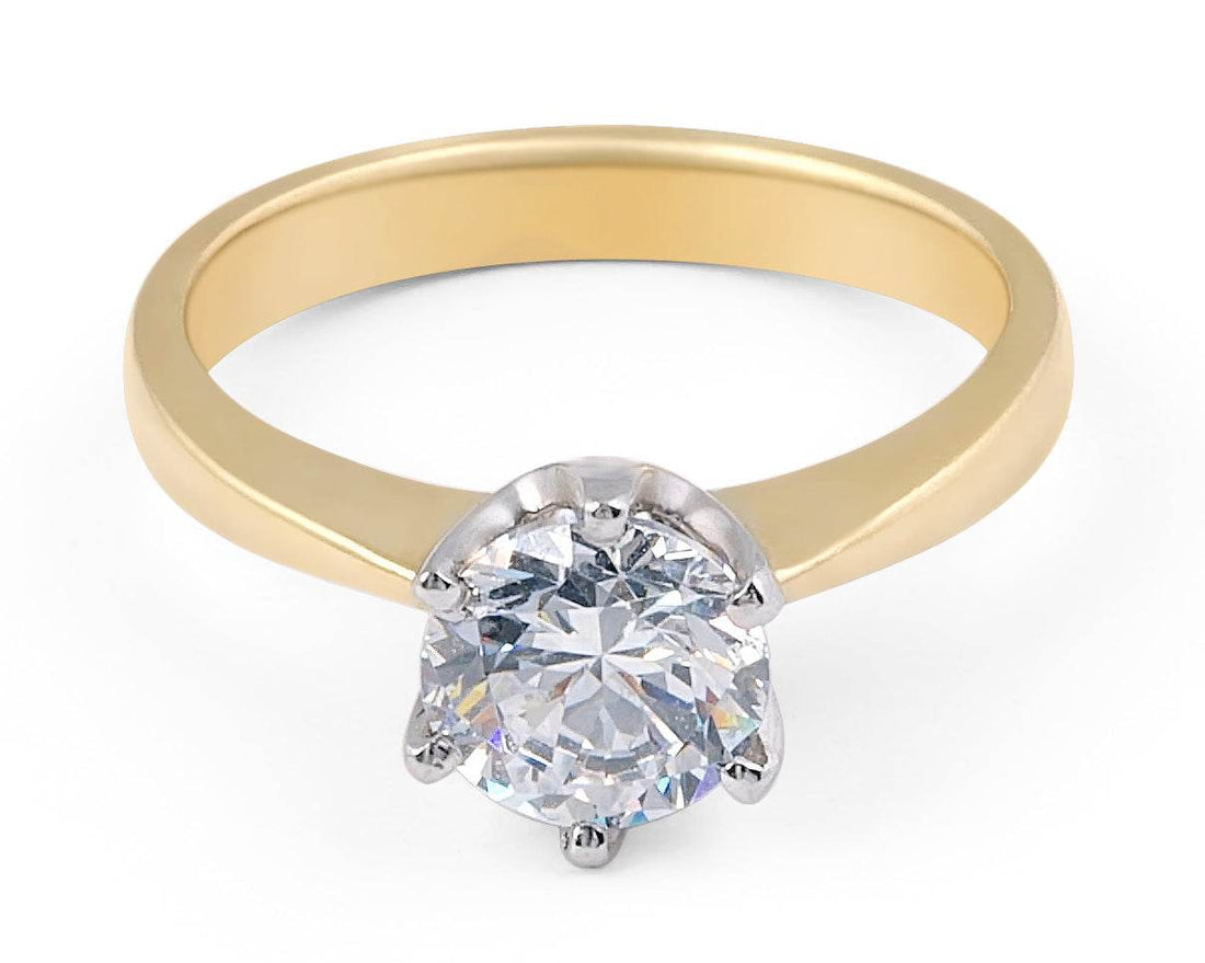 DG & Co. Signature Solitaire Diamond Engagement Ring 6 Prong Setting In 18K Yellow And White Gold - DG & Co. Jewellery