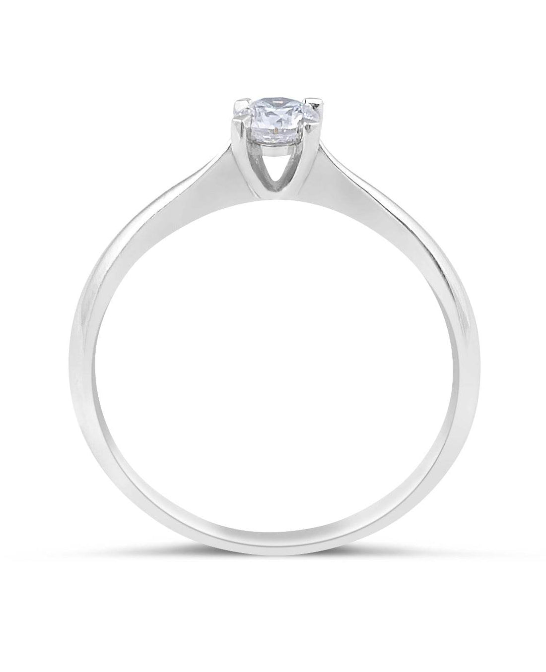 Solitaire Diamond Engagement RingThin Tapered Band In 18K White Gold - DG & Co. Jewellery