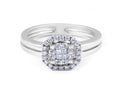 Halo Diamond Promise Ring Invisible Setting with Split Band In 18K White Gold - DG & Co. Jewellery