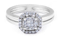 Halo Diamond Promise Ring Invisible Setting with Split Band In 18K White Gold - DG & Co. Jewellery