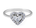 Heart Shape Halo Diamond Ring Fine Tapered Band Invisible Setting In 18K White Gold - DG & Co. Jewellery