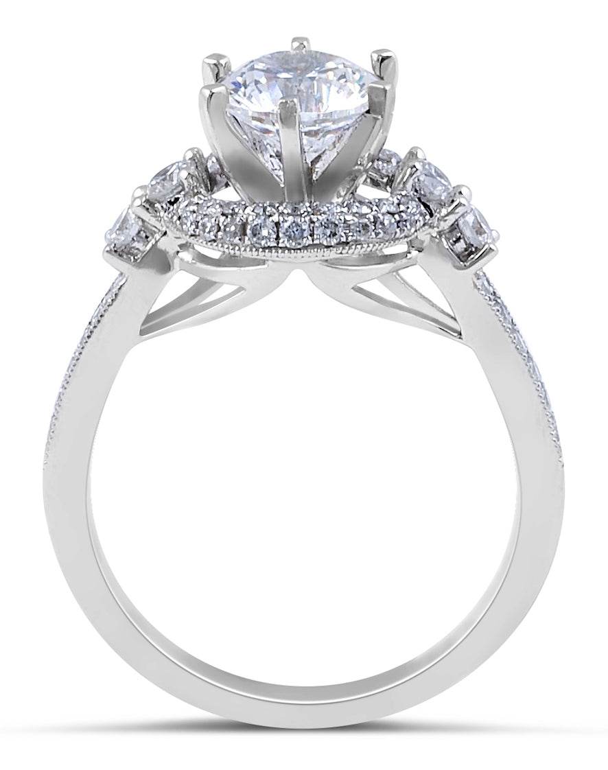 Halo Diamond Engagement Ring with Six Prongs setting - DG & Co. Jewellery