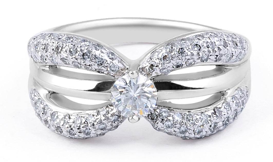 Infinity Round Cut Centre Stone Diamond Ring with Micro Pave Setting Side Stones - DG & Co. Jewellery