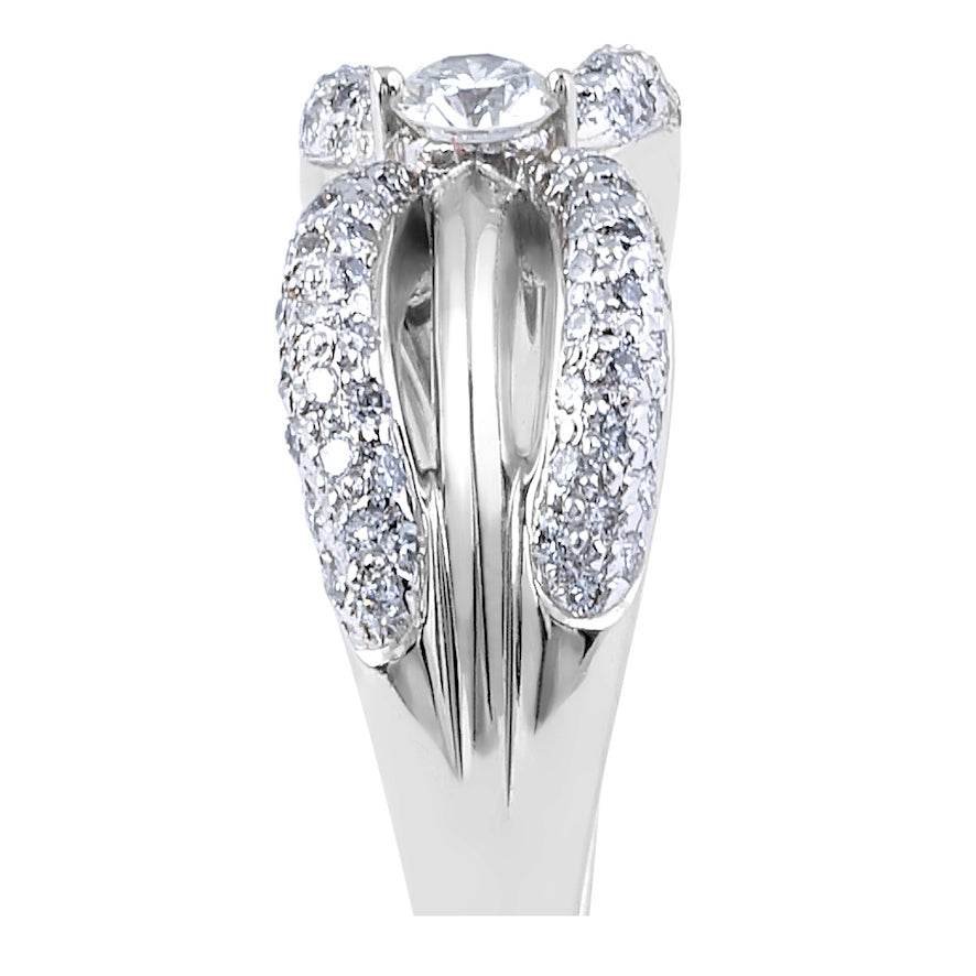 Infinity Round Cut Centre Stone Diamond Ring with Micro Pave Setting Side Stones - DG & Co. Jewellery