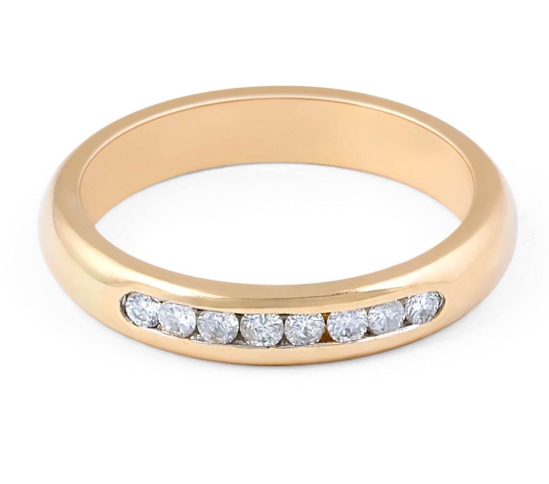 Half Round Channel Set 8 Stones Diamond Wedding Band 18 Karat Yellow Gold - DG & Co. Jewellery