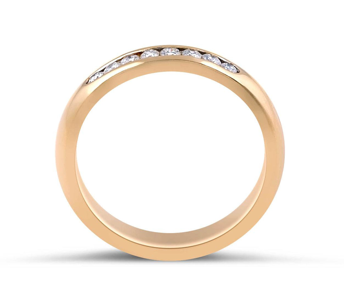 Half Round Channel Set 8 Stones Diamond Wedding Band 18 Karat Yellow Gold - DG & Co. Jewellery