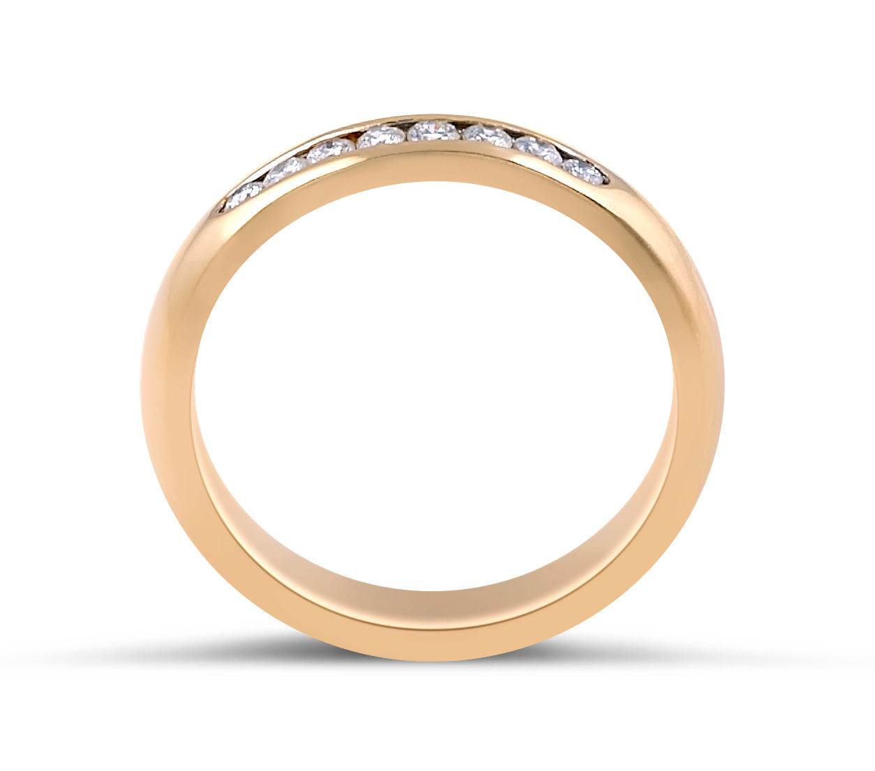 Half Round Channel Set 8 Stones Diamond Wedding Band 18 Karat Yellow Gold - DG & Co. Jewellery