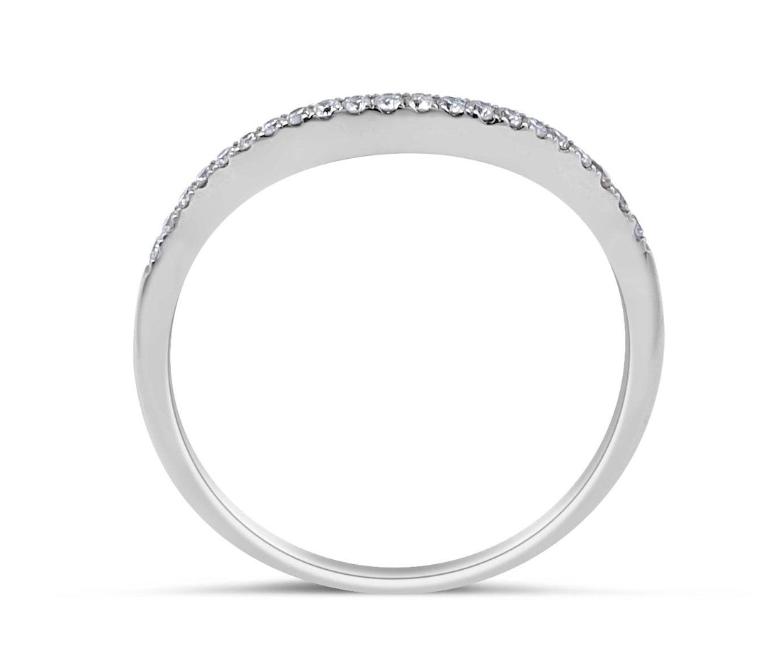 18 Karat White Gold Classic Style Concave Diamond Wedding Band Pave Setting - DG & Co. Jewellery