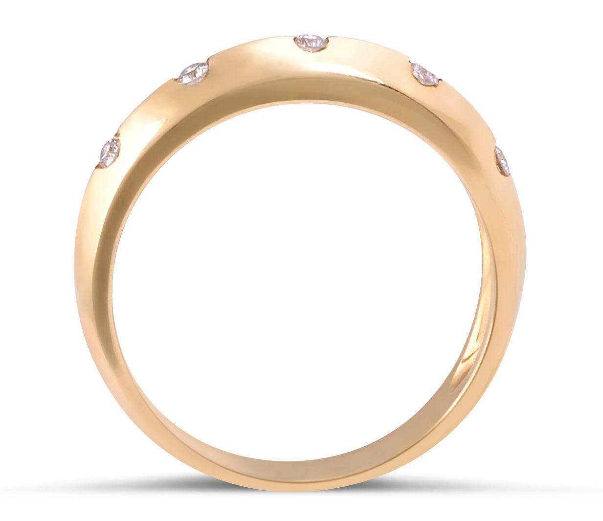 Modern Design Burnish Setting Knife Edge 5 Stones Diamond Wedding band In 18 Karat Yellow Gold - DG & Co. Jewellery