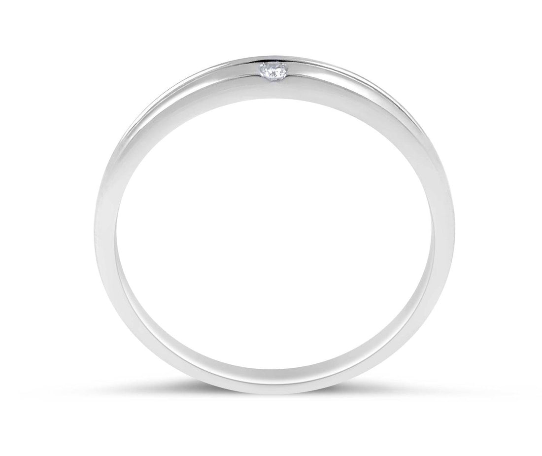Modern Design Split Band Diamond Burnish Setting In 18K White Gold - DG & Co. Jewellery
