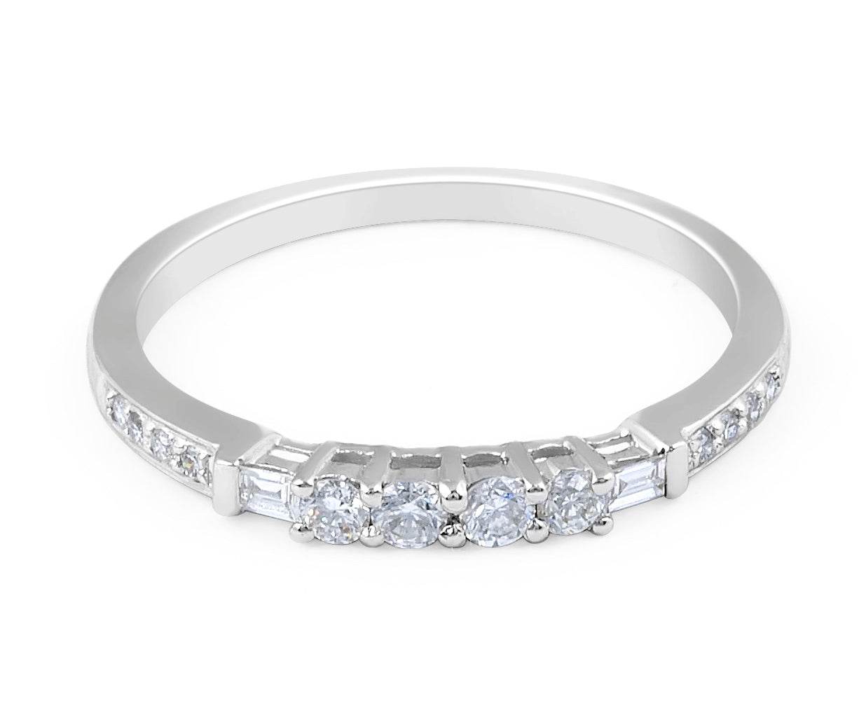 Modern Classic Design Diamond Wedding Band Share Prong Setting In 18K White Gold - DG & Co. Jewellery