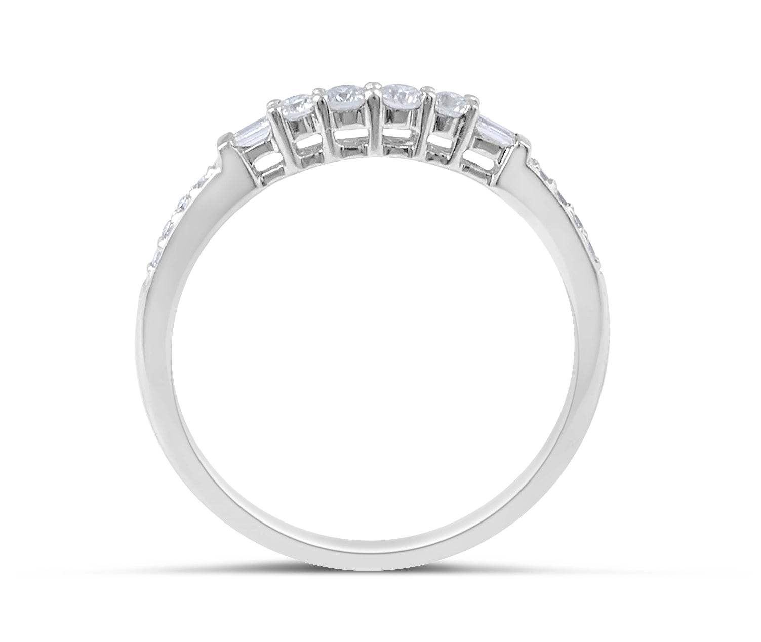 Modern Classic Design Diamond Wedding Band Share Prong Setting In 18K White Gold - DG & Co. Jewellery