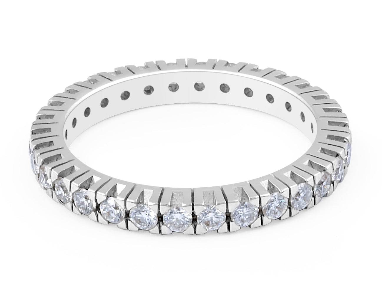 Eternity Ring Full Setting Diamond Wedding Band Claw Set In 18K White Gold - DG & Co. Jewellery