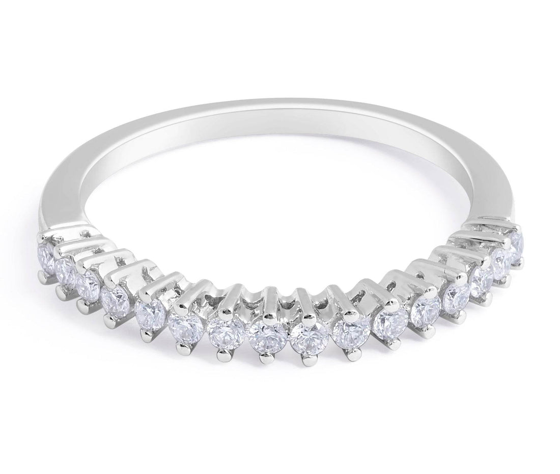 Share Prong Setting 16 Stones Diamond Wedding Band In 18 Karat White Gold - DG & Co. Jewellery