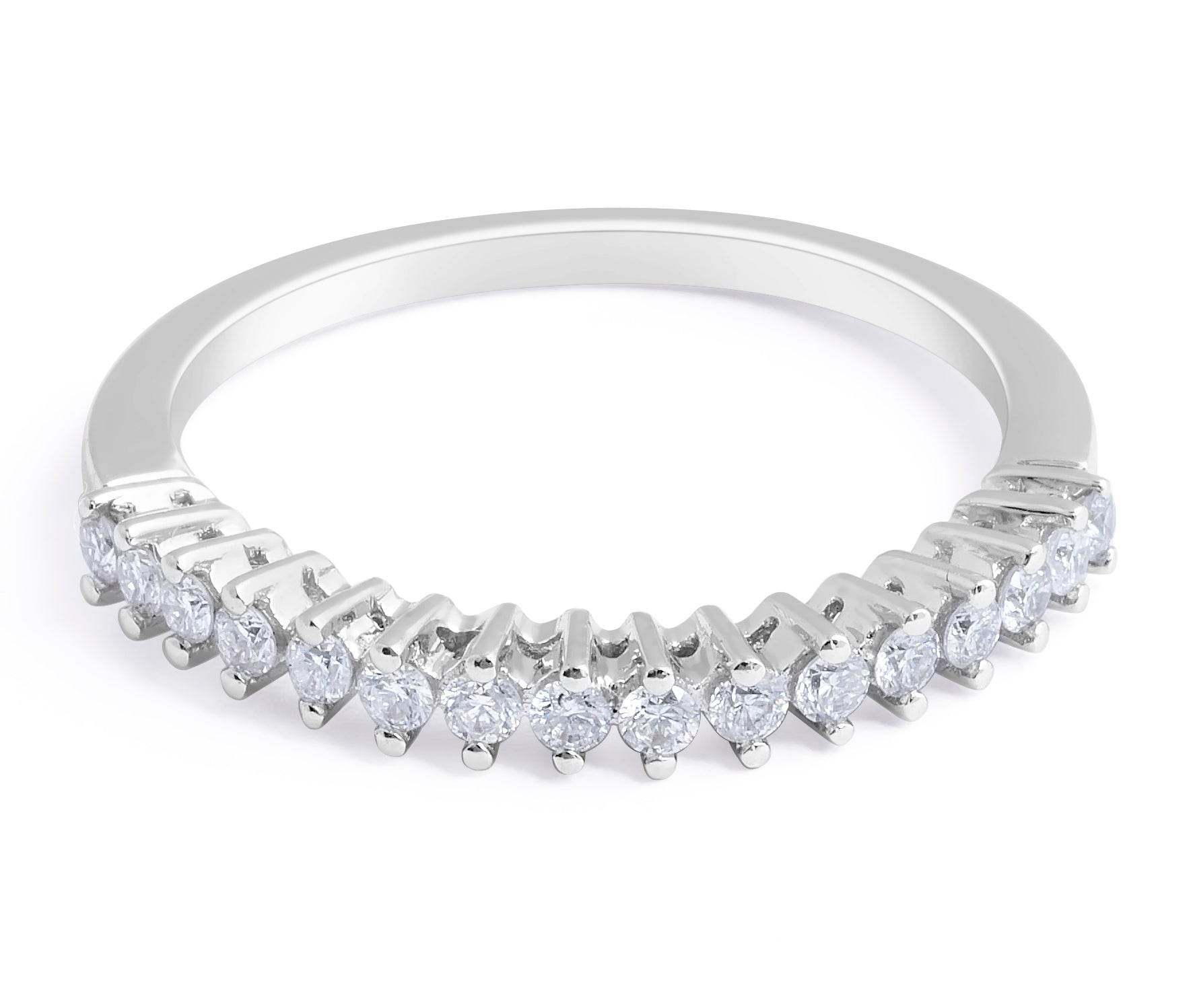 Share Prong Setting 16 Stones Diamond Wedding Band In 18 Karat White Gold - DG & Co. Jewellery