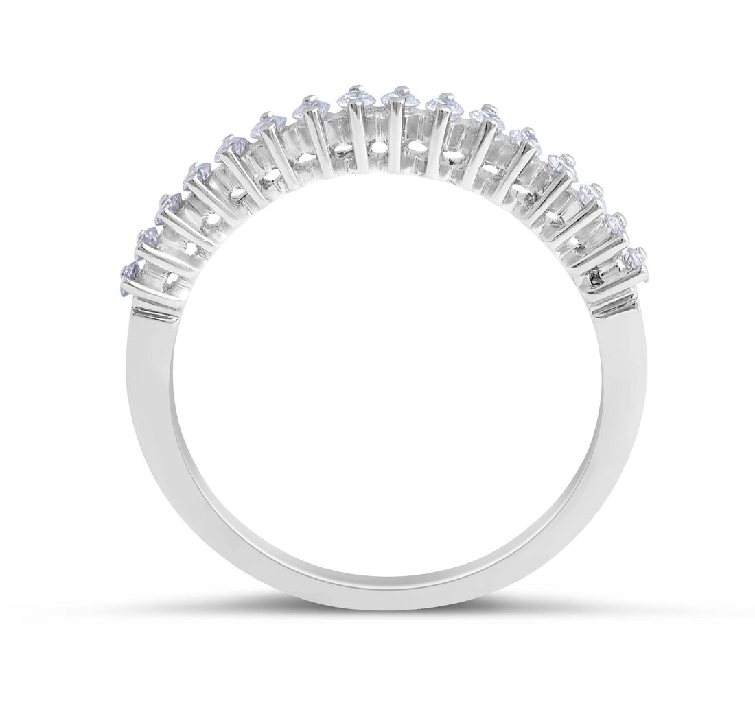 Share Prong Setting 16 Stones Diamond Wedding Band In 18 Karat White Gold - DG & Co. Jewellery
