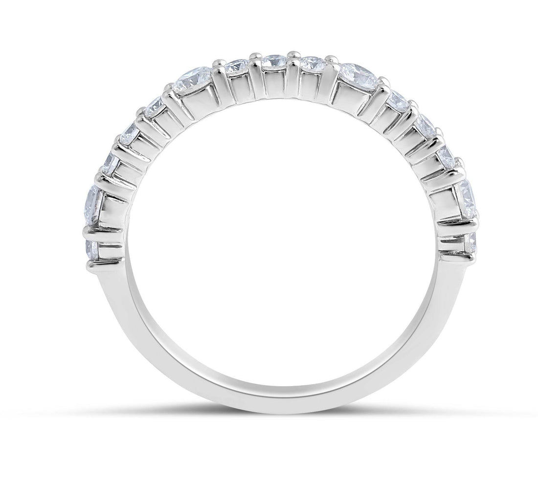 Diamond Wedding Band Share Prong Setting In 18K White Gold - DG & Co. Jewellery