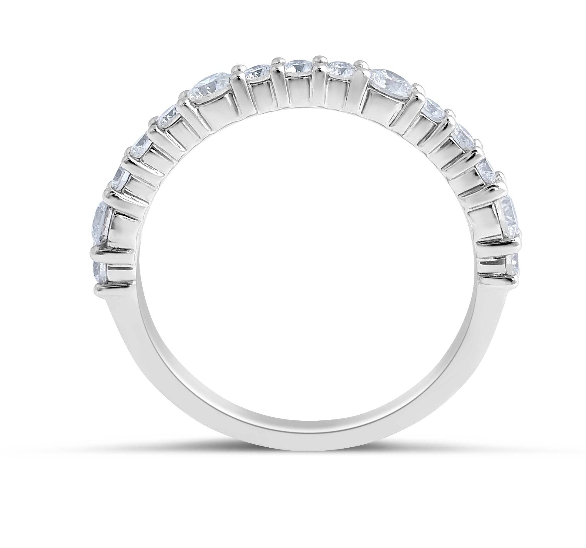 Diamond Wedding Band Share Prong Setting In 18K White Gold - DG & Co. Jewellery