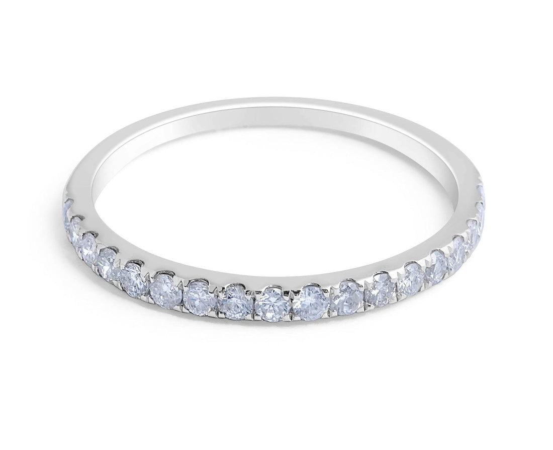 18 Karat White Gold Diamond Thin Wedding Band Pave Setting - DG & Co. Jewellery