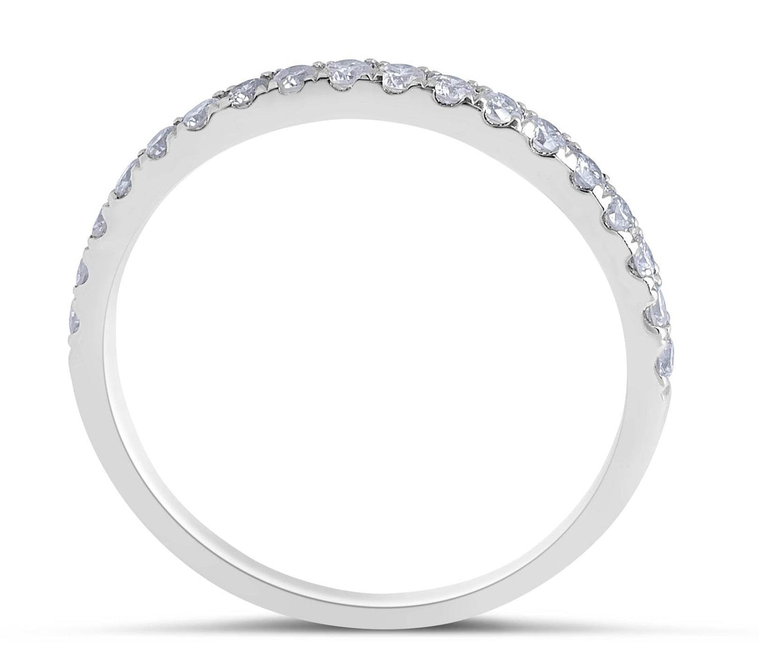18 Karat White Gold Diamond Thin Wedding Band Pave Setting - DG & Co. Jewellery