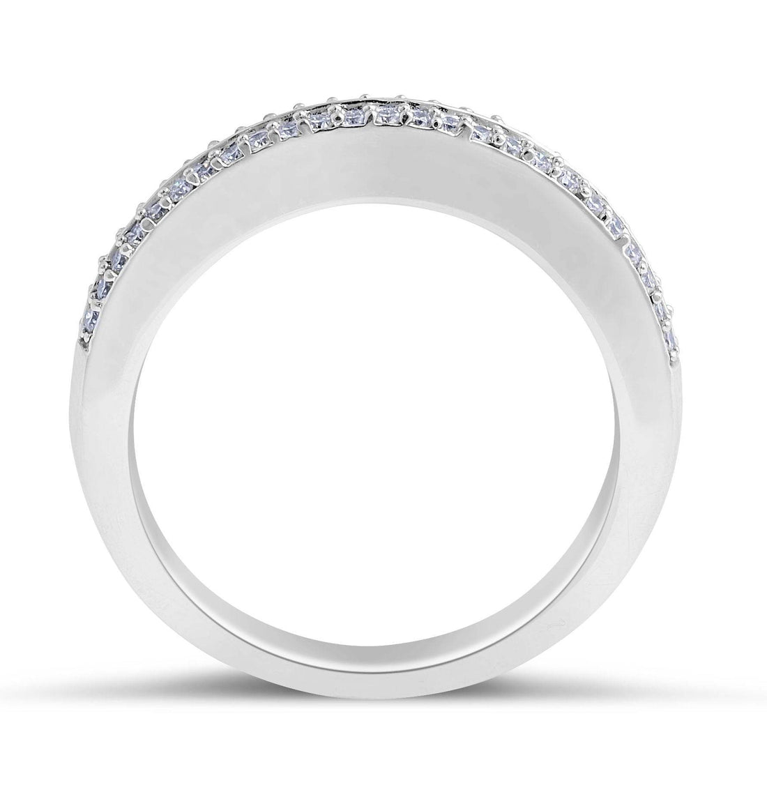 Double Band Diamond Wedding Ring Share Prong Setting In18K White Gold - DG & Co. Jewellery