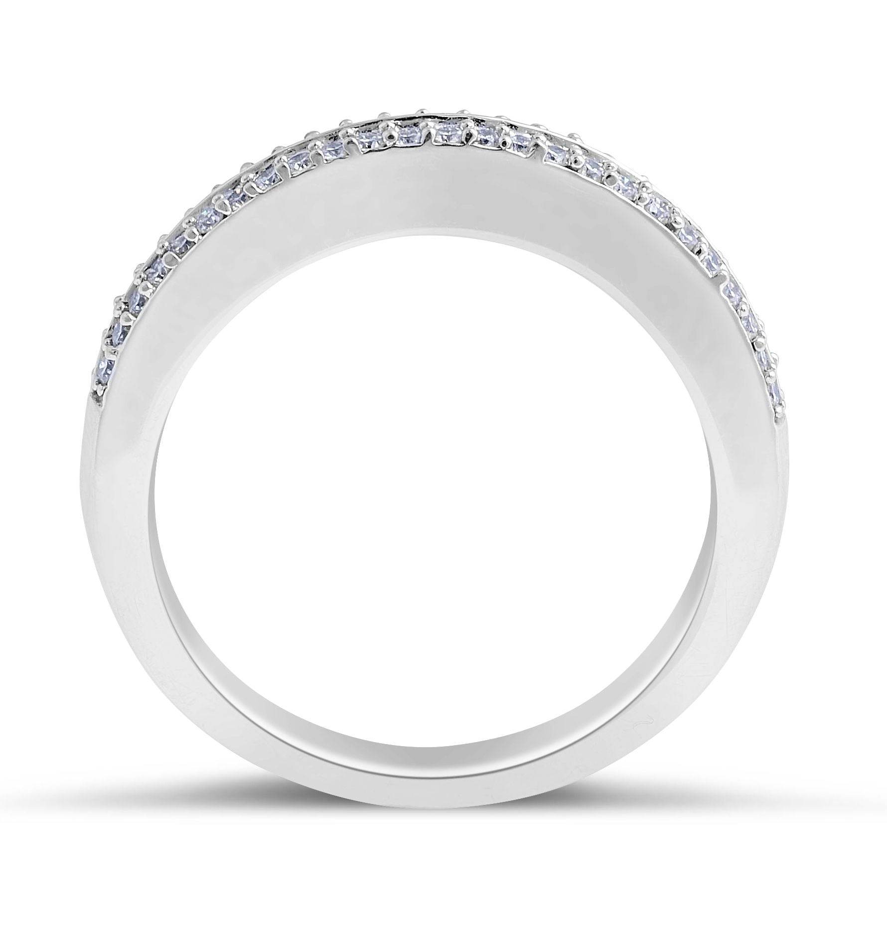 Double Band Diamond Wedding Ring Share Prong Setting In18K White Gold - DG & Co. Jewellery