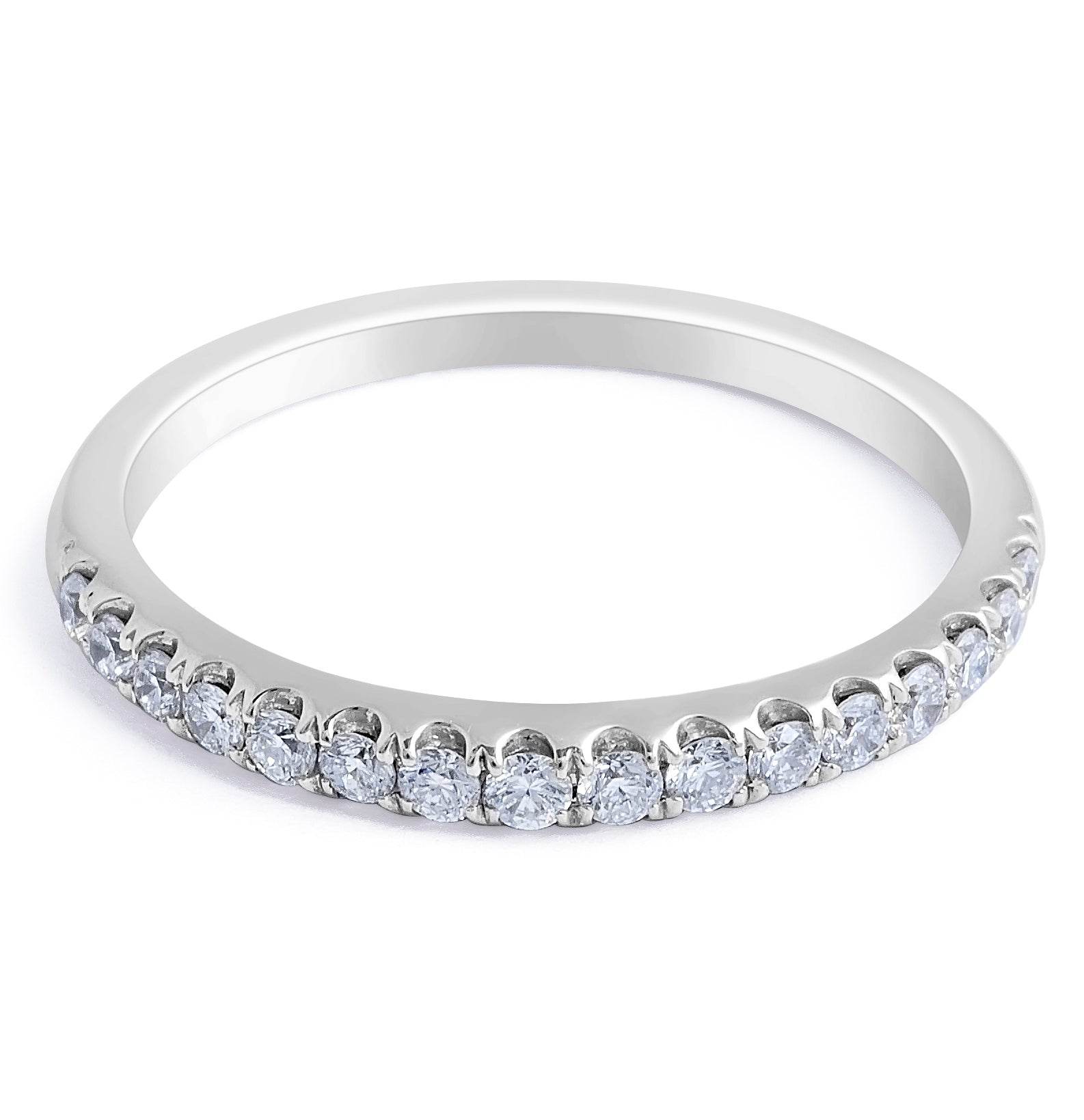 Flush Fit Pave Setting Diamond Wedding Band In 18K White Gold - DG & Co. Jewellery