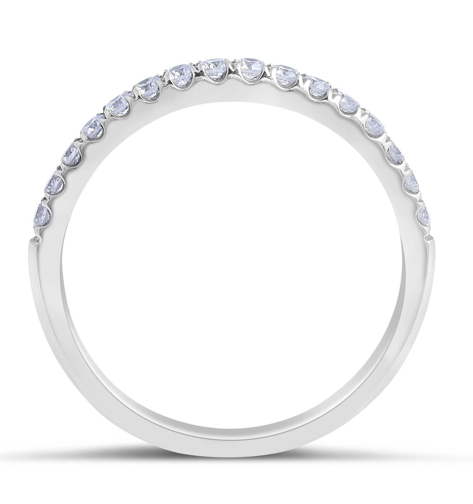 Flush Fit Pave Setting Diamond Wedding Band In 18K White Gold - DG & Co. Jewellery