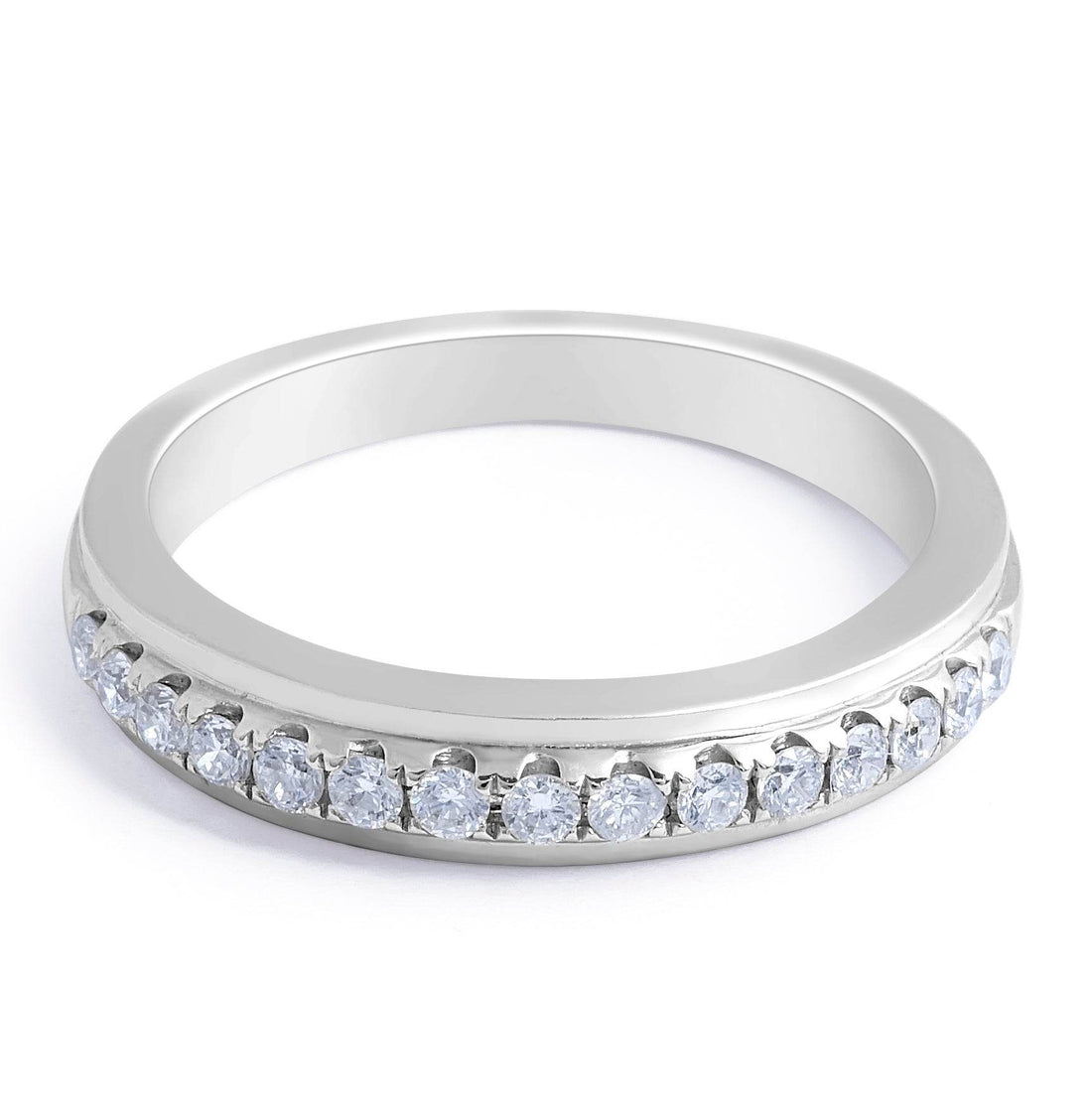 18 Karat White gold Diamond Wedding Band 3.70MM In 4 Claw Pave Setting - DG & Co. Jewellery