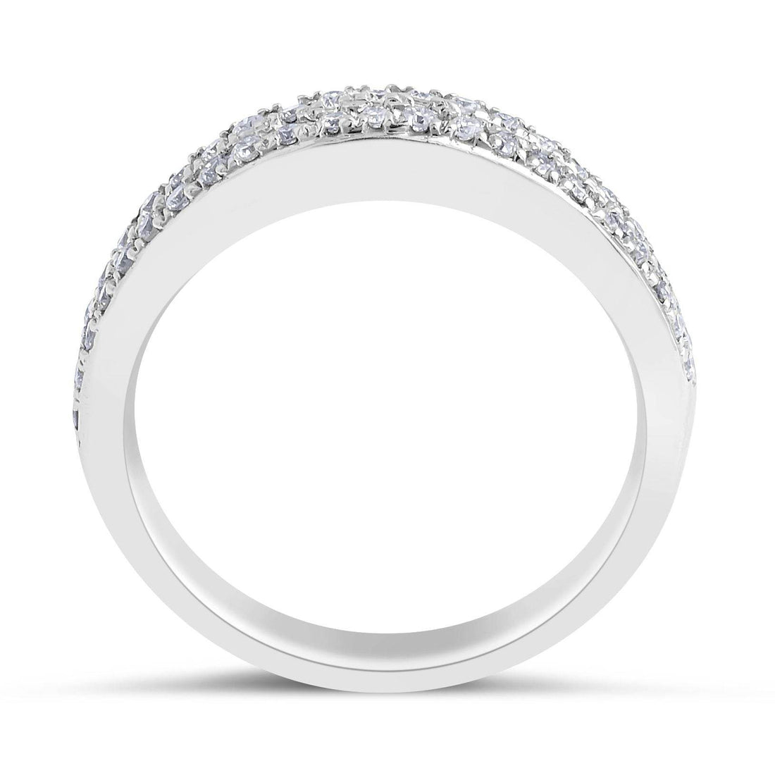 Double Row Diamond Wedding Band (3.80MM) Pave Setting In 18K White Gold - DG & Co. Jewellery